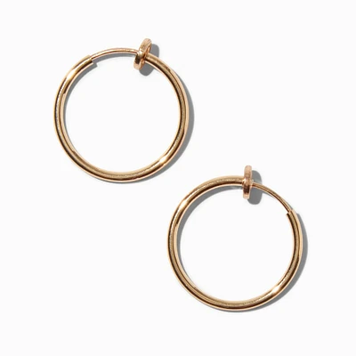 Gold 20MM Clip On Hoop Earrings