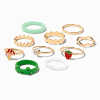 Gold Y2K Frog Rings Set - 10 Pack