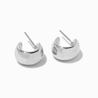 Silver-tone 10MM Wide Curved Hoop Earrings