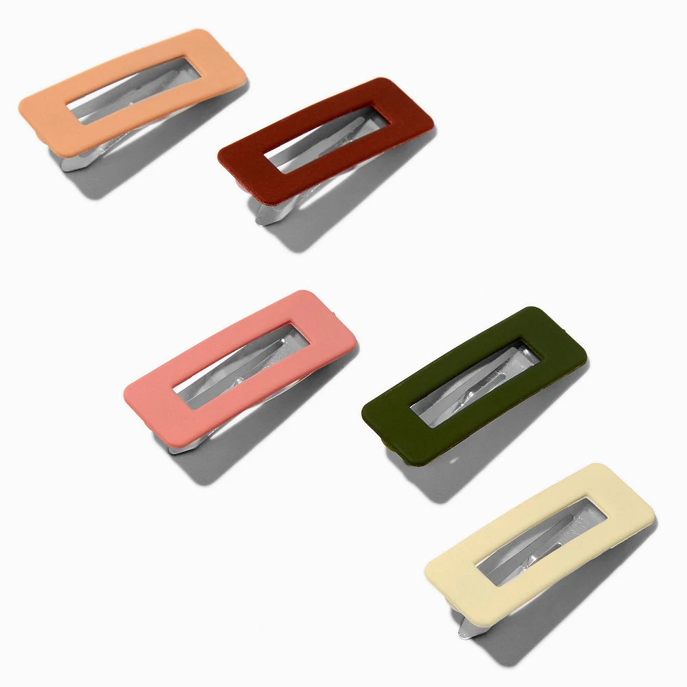 Boho Neutral Rectangular Snap Hair Clips - 5 Pack