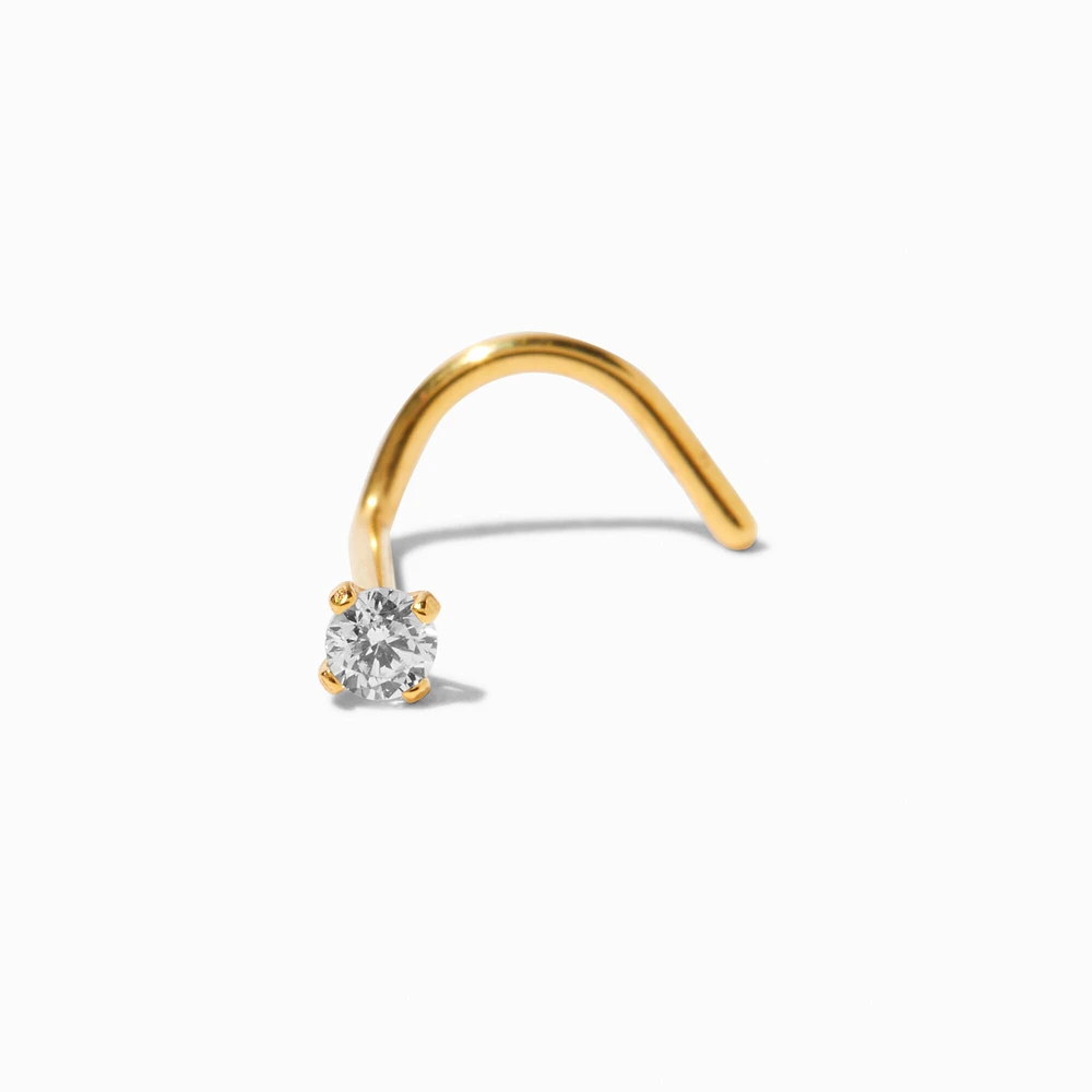 20G 18k Gold Plated Titanium Cubic Zirconia Nose Stud