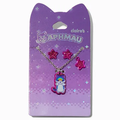 Aphmau™ Claire's Exclusive Rainbow Cat Necklace & Earrings Set - 2 Pack