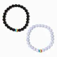 Marble Beaded Rainbow Stretch Bracelet Set - 2 Pack