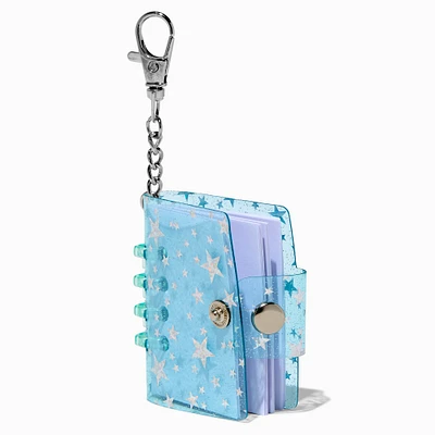 Silver Stars Mini Diary Keychain