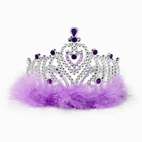 Claire's Club Purple Marabou Feather Silver-tone Crown