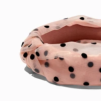 Blush Pink Polka Dot Sheer Knotted Headband