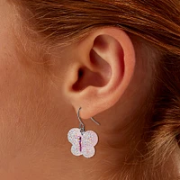 Pink Butterfly Textured Drop Earrings