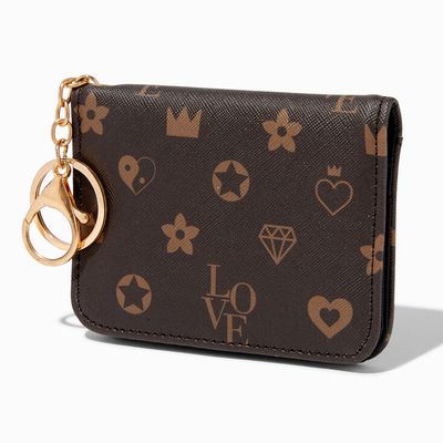 Claire's Club Brown & Black Status Icons Mini Snap Wallet