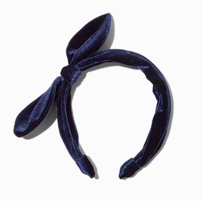 Claire's Club Navy Blue Velvet Knotted Bow Headband