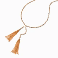 Gold-tone Tassel Lasso Pendant Necklace