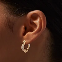Gold-tone Crystal Pavé Clover Hoop Earrings