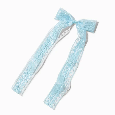 Light Blue Lace Satin Hair Bow Clip