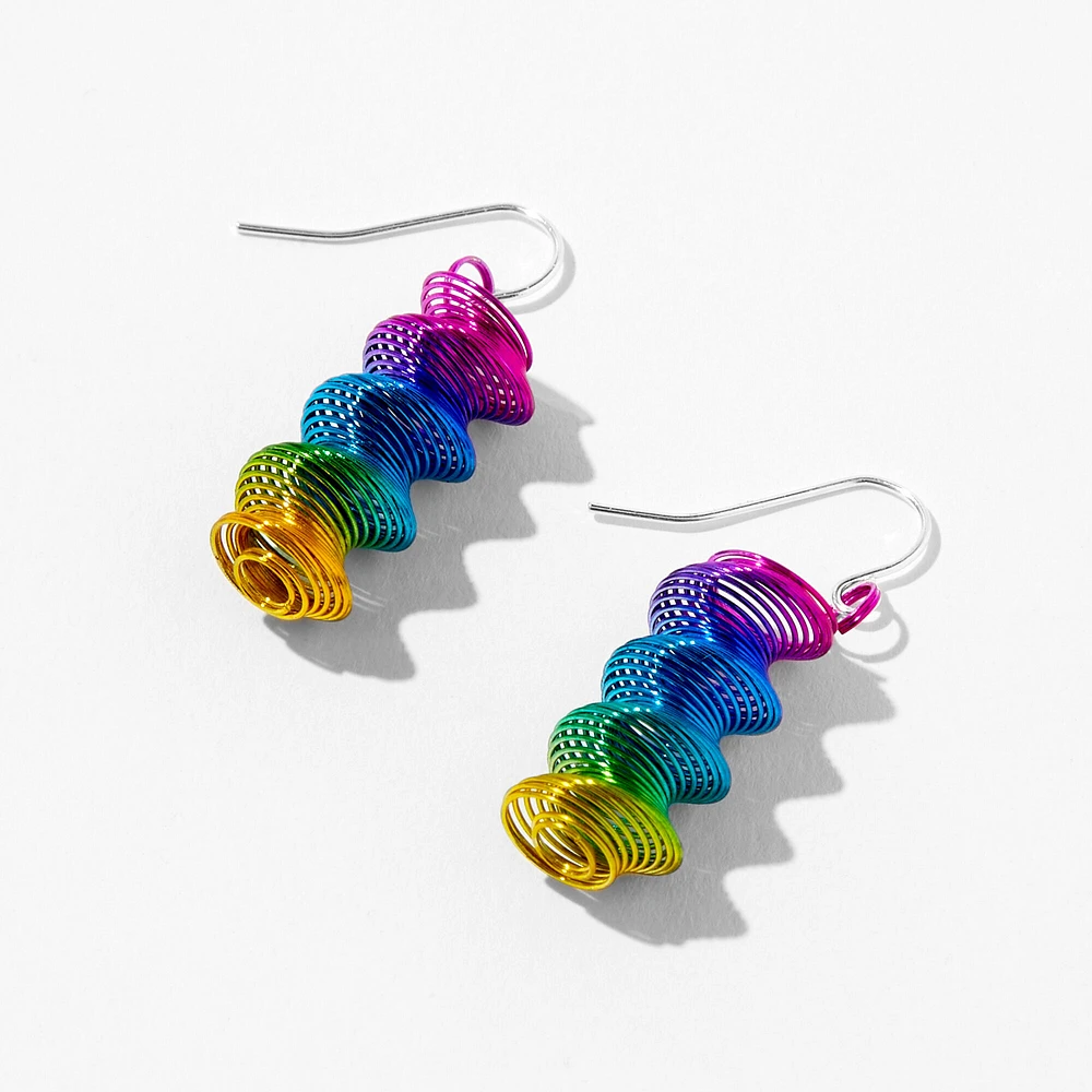 Rainbow Coil 1" Drop Earrings