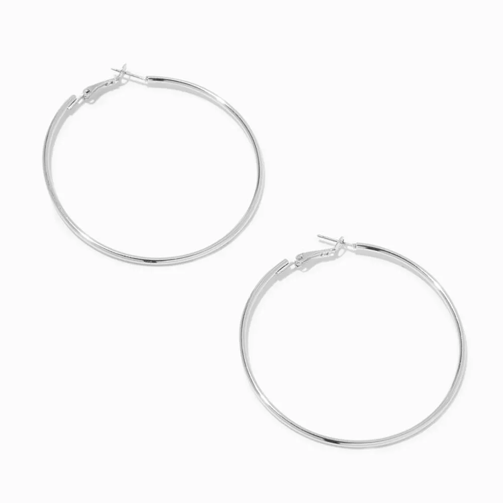 Claire's Recycled Jewelry Silver-tone 60MM Hoop Earrings