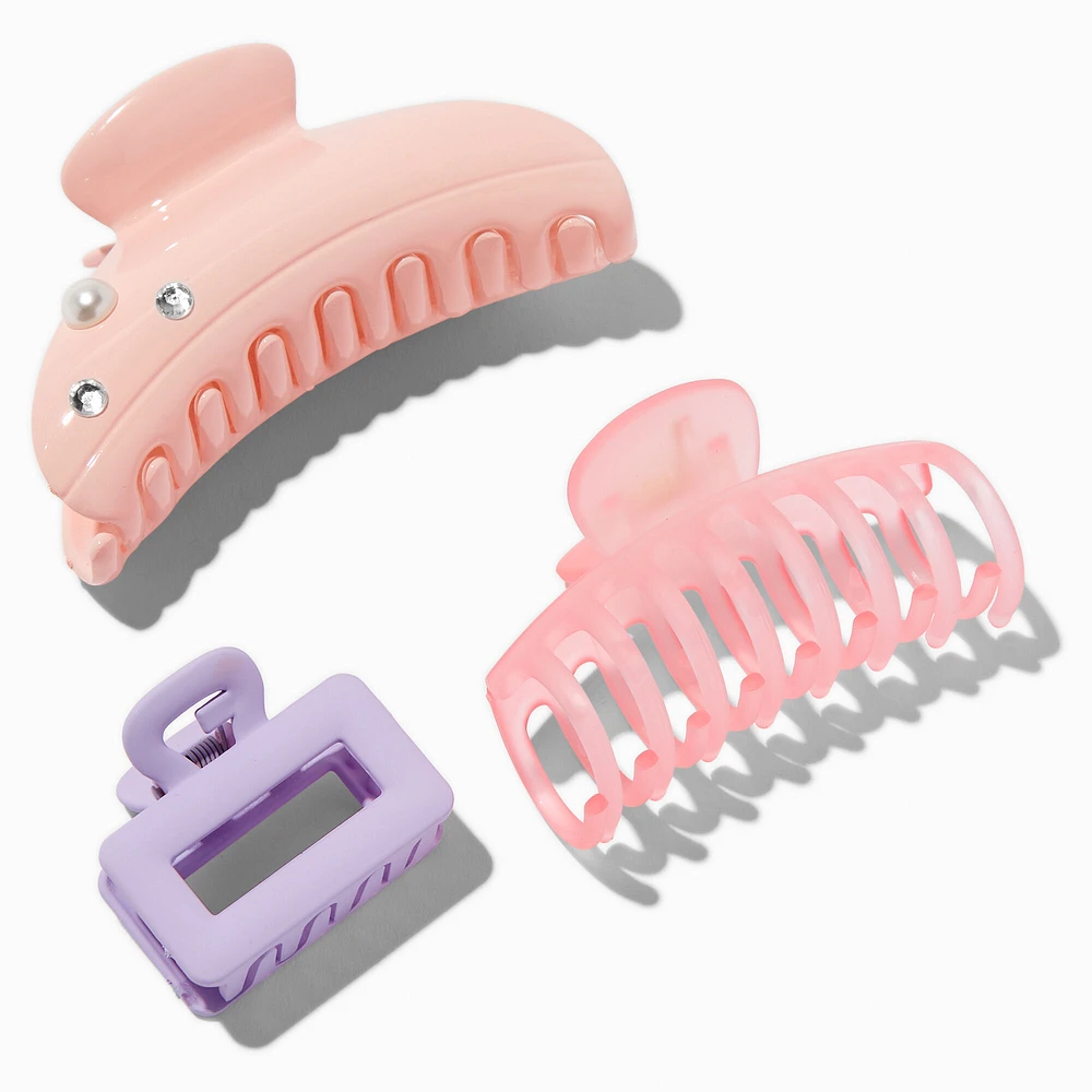 Monochrome Pink Cuties Small Hair Claws - 3 Pack