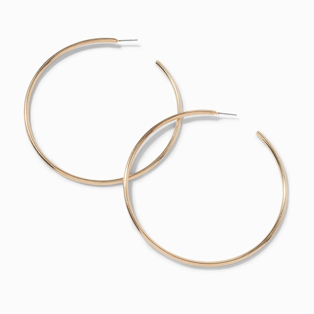 Gold-tone 80MM Post Back Hoop Earrings