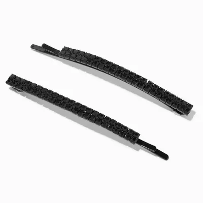 Black Rhinestone Bobby Pins - 2 Pack