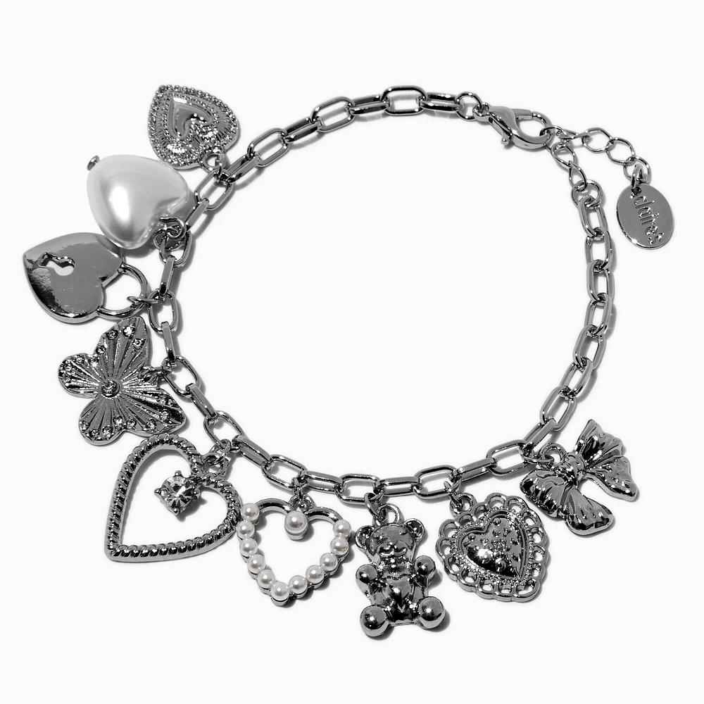 Silver-tone Maximalist Charm Chain Bracelet