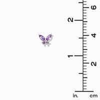 Cubic Zirconia Silver-tone Butterfly Stud Earrings