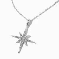 Silver-tone Star Burst Pendant Necklace