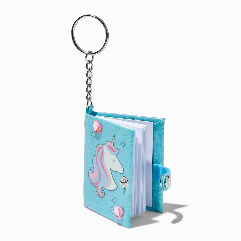 Unicorn Heart Gem Mini Diary Keychain