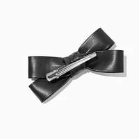 Black Leather Hair Bow Clip