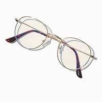 Solar Blue Light Reducing Gold Metal Oval Clear Lens Frames