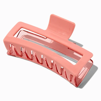 Large Two-Tone Coral Rectangular Hair Claw