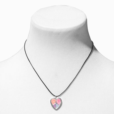 Peace Heart Pendant Black Cord Necklace