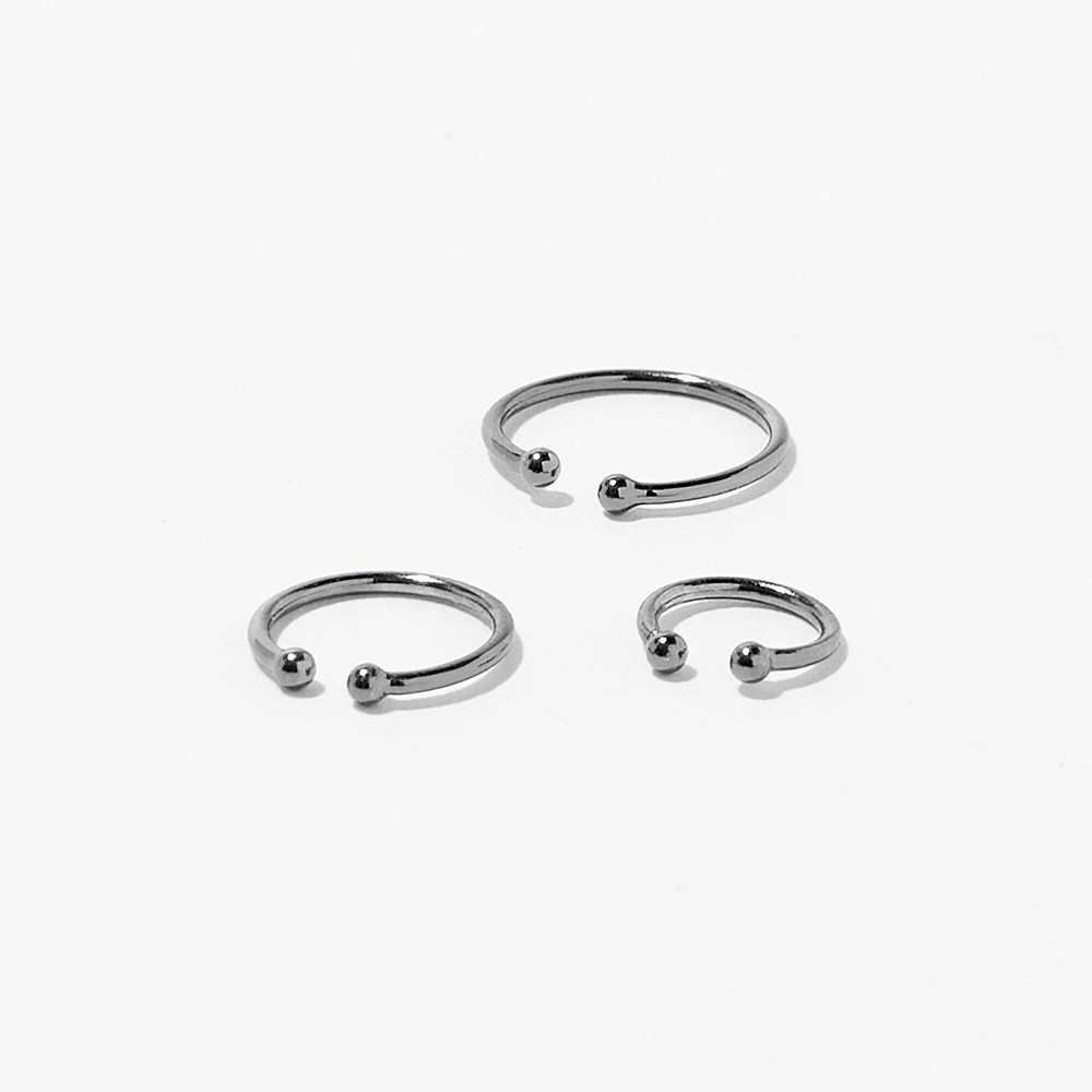 Hematite Stainless Steel Mixed Faux Nose Rings - 3 Pack