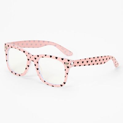 Claire's Club Edgy Hearts Clear Lens Pink Frames