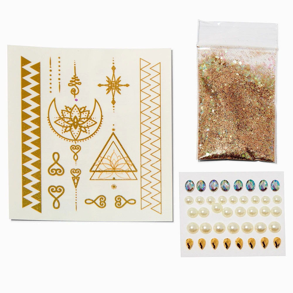 Gold Glitter Assorted Body Art Kit