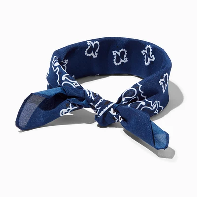Navy Blue Paisley Bandana Headwrap