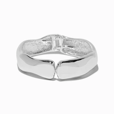 Thick Silver-tone Hinged Bangle Bracelet