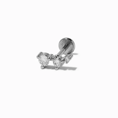 Silver-tone Cubic Zirconia Curve 18G Threadless Cartilage Earring