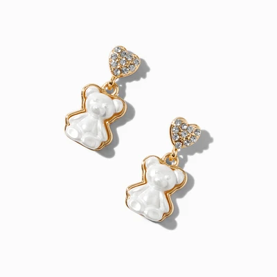 Pearl Teddy Bear Drop Earrings