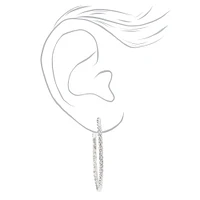 Silver 40MM Micro-Twist Textured Hoop Earrings