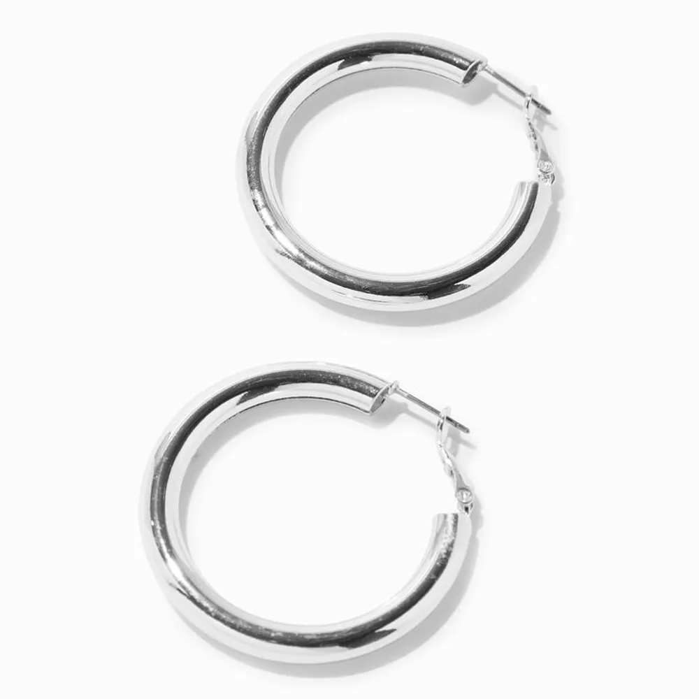 C LUXE by Claire's Sterling Silver 30MM Tube Hoop Earrings