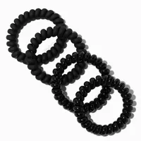 Shiny & Matte Black Spiral Hair Ties - 4 Pack