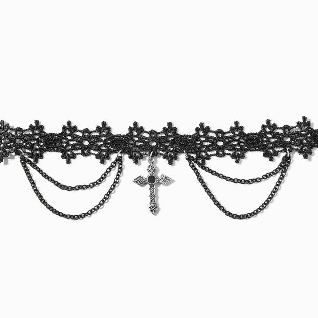 Claire's Mood Initial Multi-Strand Black Tattoo Choker Necklace