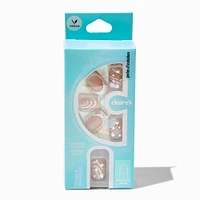 Swirly French Tip Bling Medium Square Vegan Faux Nail Set - 24 Pack