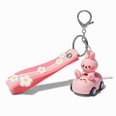 Pink Bunny Car Wristlet Keychain