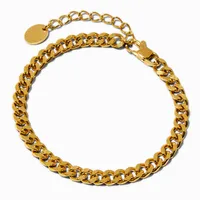 Gold-tone Stainless Steel 6MM Curb Chain Bracelet