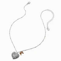 Claire's x Sliving by Paris Hilton Pavé Heart & Bow Pendant Necklace