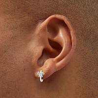 C LUXE by Claire's Sterling Silver 10mm Thick Bow Clicker Hoop Earrings