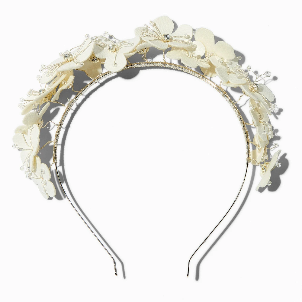 White Embellished Flower Headband