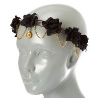 Gold Chain Flower Crown Headwrap - Black