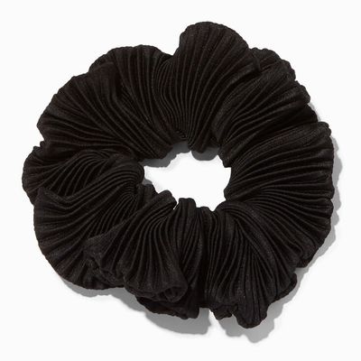 Pleated Black Hair Scrunchie
