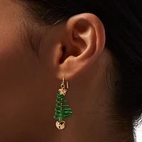 Spiral Christmas Tree & Gold-tone Bell Drop Earrings