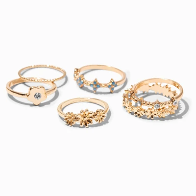 Gold Daisy Flower Rings - 6 Pack